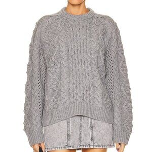Loulou Studio Secas Chunky Knit Wool Cashmere Cable Sweater Sz XS Oversize